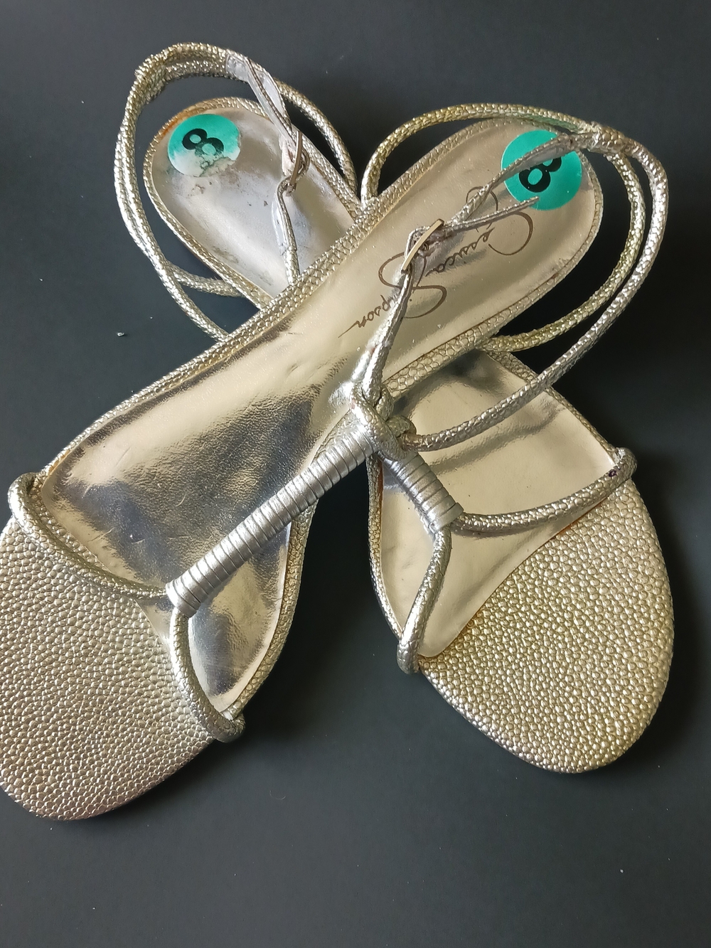 Jessica Simpson Metallic Siver Braided Strap Sandals